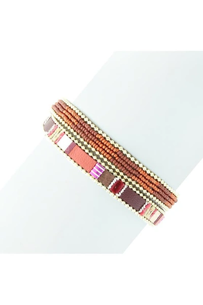 Shop Olivia Welles Sadie Beaded Magnetic Wrap Bracelet In Matte Gold / Multi
