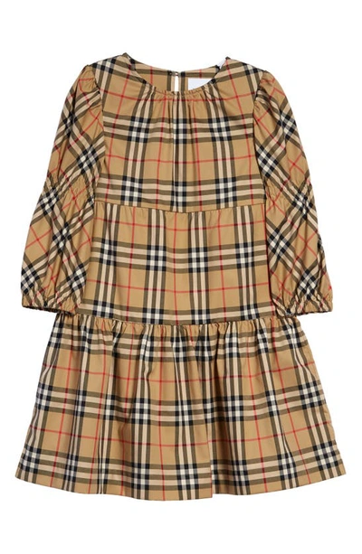 Shop Burberry Kids' Shirley Check Stretch Cotton Dress In Archive Beige Ip Chk