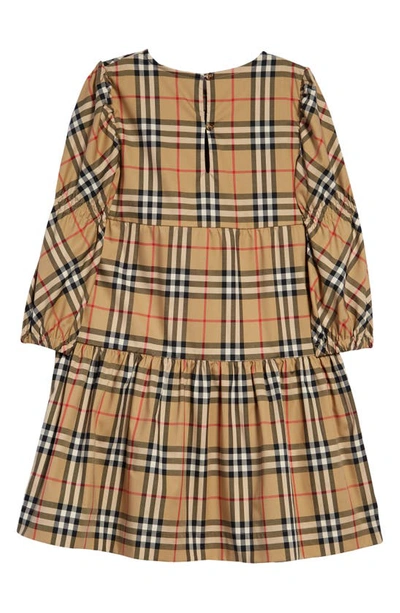 Shop Burberry Kids' Shirley Check Stretch Cotton Dress In Archive Beige Ip Chk