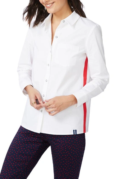 Shop Court & Rowe Grosgrain Detail Stretch Poplin Button-up Shirt In Ultra White