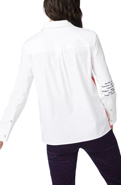 Shop Court & Rowe Grosgrain Detail Stretch Poplin Button-up Shirt In Ultra White