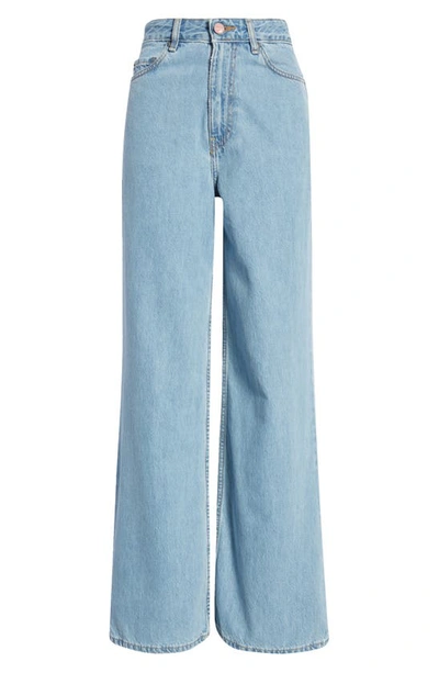 Shop Ganni Magny High Waist Wide Leg Jeans In Light Blue Stone