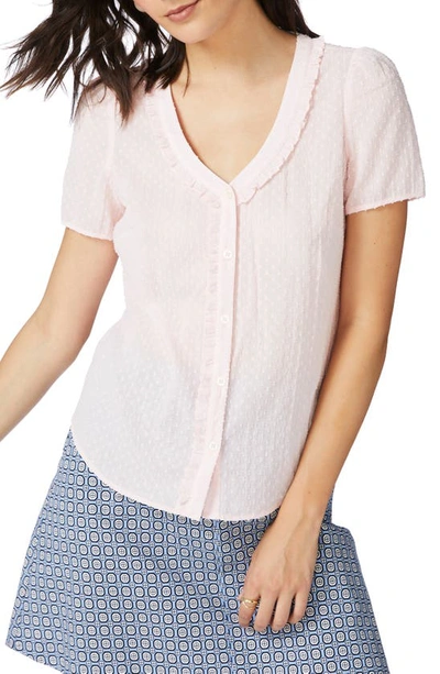 Shop Court & Rowe Clip Dot Cotton Blouse In Chambray Pink