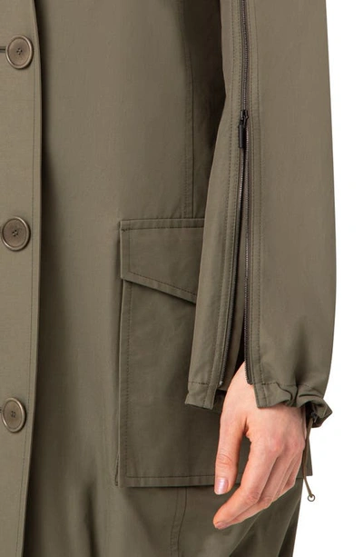 Shop Akris Punto Stand Collar Cotton Blend Jacket In Olive