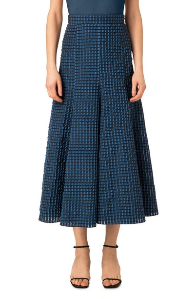 Shop Akris Punto Seersucker Organza Midi Skirt In Denim-black