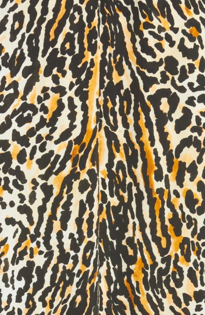 Shop Proenza Schouler Cheetah Print Belted Crêpe De Chine Midi Dress In Butter Multi