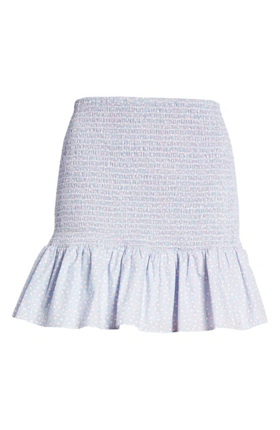 Shop French Connection Diana Smocked Recycled Polyester Miniskirt In Forget Me Not Multi