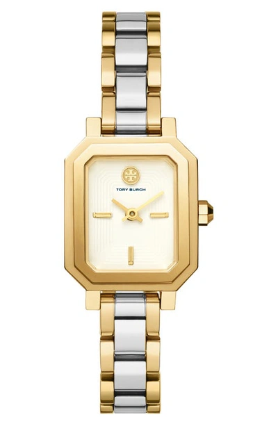 Shop Tory Burch Robinson Wrap Bracelet Watch, 22mm In Gold/ White/ Silver