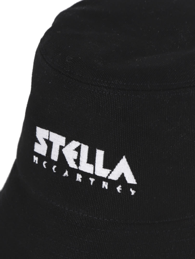 Shop Stella Mccartney Cotton Bucket Hat With Contrasting Print In Black