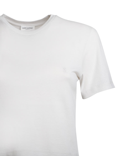 Shop Saint Laurent Monogram Cotton T-shirt In White