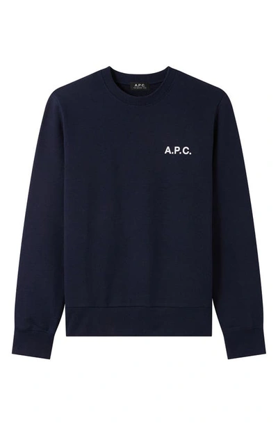 Shop Apc Arliss Crewneck Sweatshirt In Dark Navy