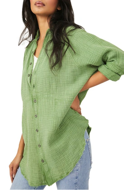 Free People Summer Daydream Tunic Shirt In Cool Moss
