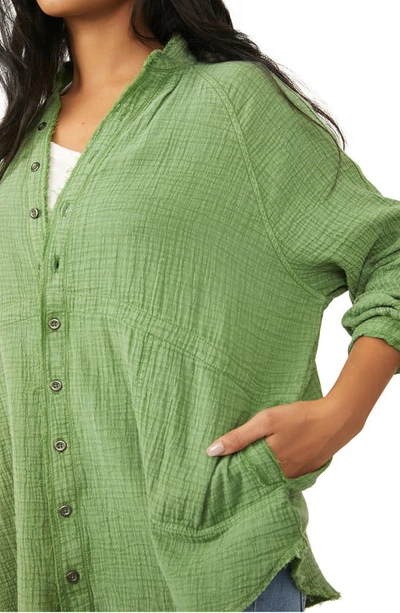 Free People Summer Daydream Tunic Shirt In Cool Moss