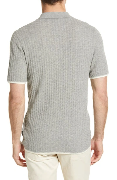 Shop Ted Baker Lytton Textured Cotton Blend Polo Shirt In Grey Marl