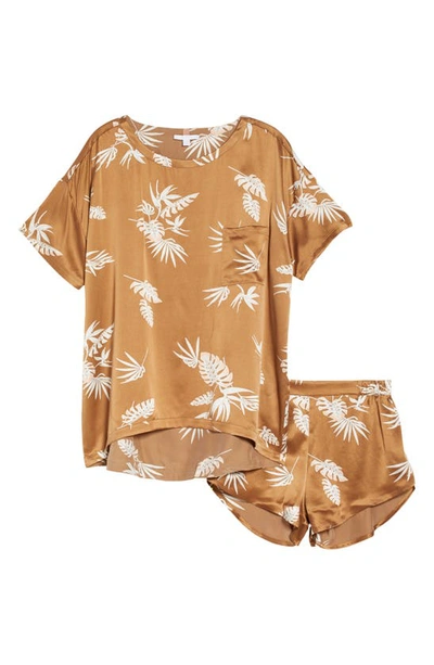Shop Lunya Washable Silk Short Pajamas In Lush Caramel Palm
