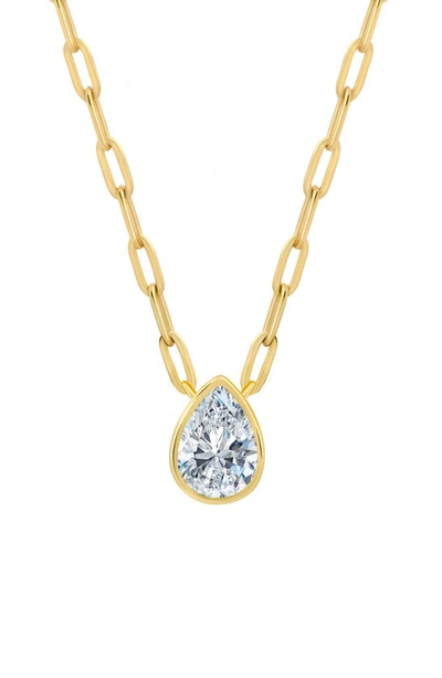 Shop Crislu Pear Cut Pendant Necklace In Gold