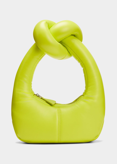 Shop A.w.a.k.e. Mia Small Knot Padded Top-handle Bag In Citron Green
