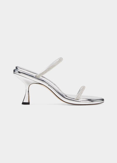 Shop Wandler June Metallic Strass Two Band Sandals In Silver