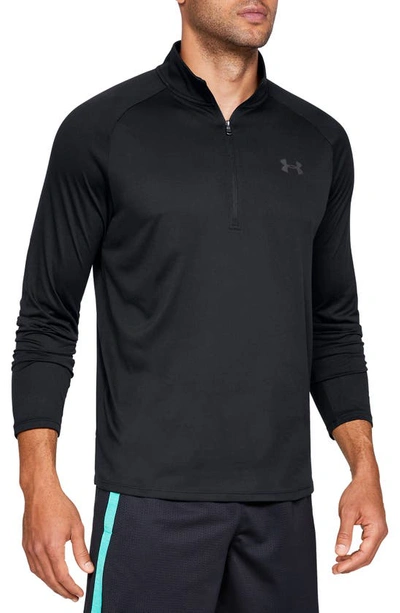 Shop Under Armour Tech Half Zip Sweatshirt In Black/ Charcoal
