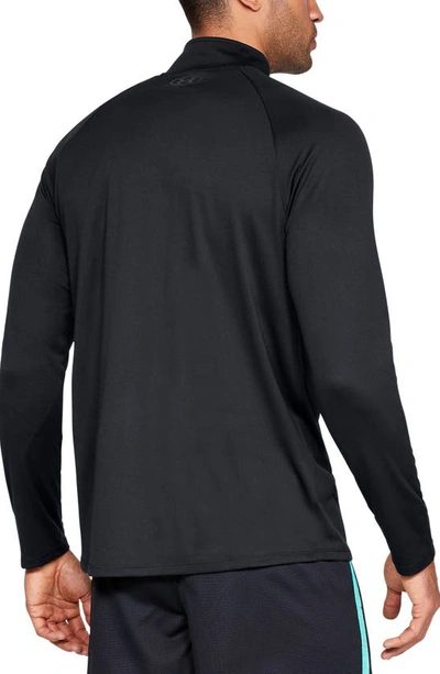 Shop Under Armour Tech Half Zip Sweatshirt In Black/ Charcoal