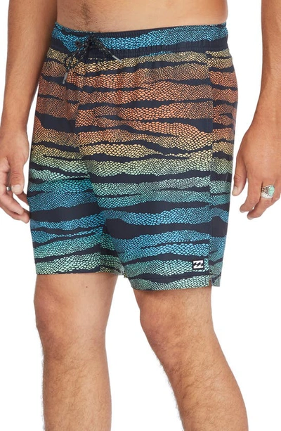 Shop Billabong Sundays Layback Swim Trunks In Black Multi