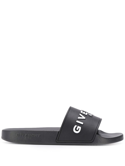 Shop Givenchy Slides Logo In Black