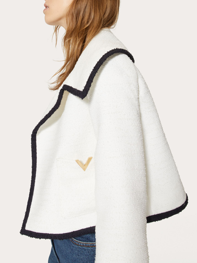 Shop Valentino Giacca In Crisp Tweed In White