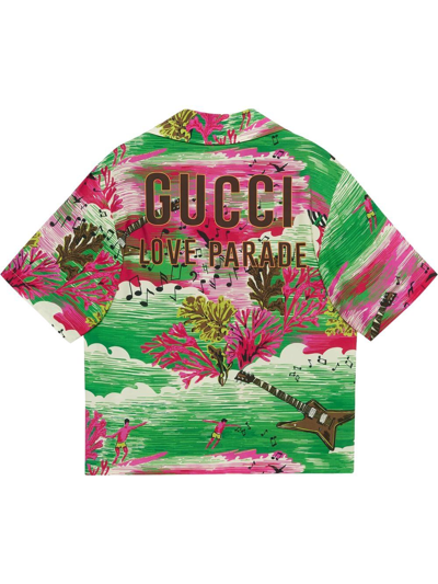 Shop Gucci Camicia Da Bowling Con Stampa Oceano In Green