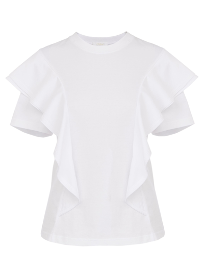 Shop Chloé T-shirt Con Volant In White