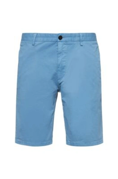 Shop Hugo Slim-fit Chino Shorts In Stretch-cotton Gabardine In Blue