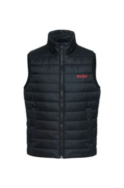 Hugo Slim-fit Water-repellent Padded Gilet With Contrast Logo In Black |  ModeSens