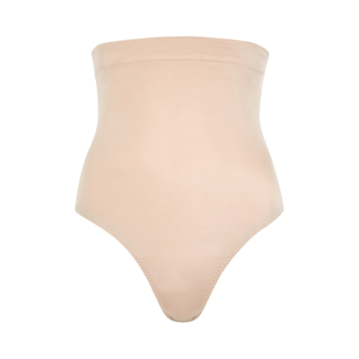 Shop Spanx Suit Your Fancy High-waisted Thong In Beige