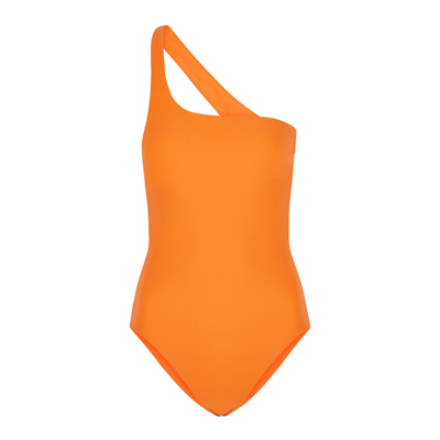 Shop Jade Swim Evolve Orange One-shoulder Swimsuit In Amber