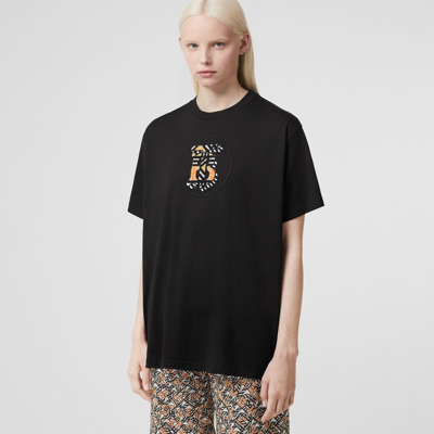 Shop Burberry Monogram Motif Cotton Oversized T-shirt In Black