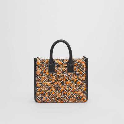 Shop Burberry Mini Monogram Print Quilted Lambskin Freya Tote In Multicolour