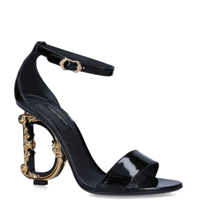 Shop Dolce & Gabbana Leather Baroque Dg Sandals 105 In Black