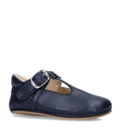 Shop Papouelli Leather Soft-sole Florrie Shoes In Navy