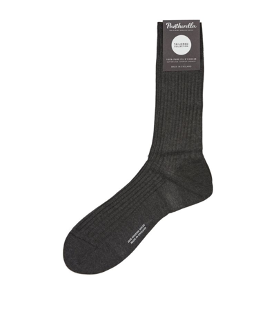 Shop Pantherella Cotton Tailored Socks In Grey