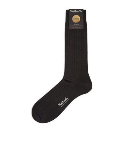 Shop Pantherella Sea Island Cotton-blend Socks In Black