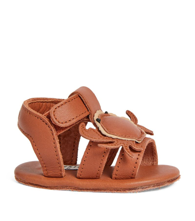 Shop Donsje Leather Crab-detail Sandals In Brown