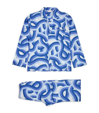 Shop Derek Rose Kids Cotton Printed Pyjama Set (3-12 Years) In Blue