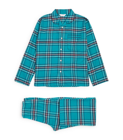 Shop Derek Rose Kids Cotton Tartan Pyjama Set (3-12 Years) In Green