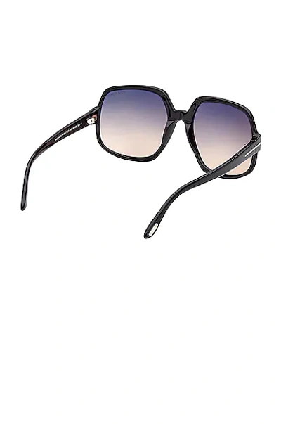 Tom Ford Gradient Square Acetate Sunglasses In Shiny Black & Gradient Smoke