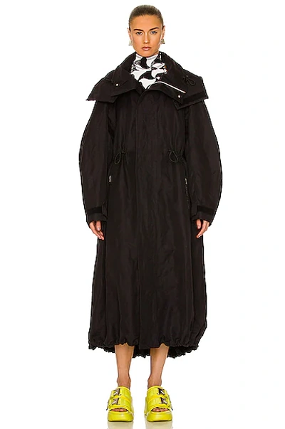 Bottega Veneta Oversized Hooded Crinkled Cotton-blend Twill Parka In Black