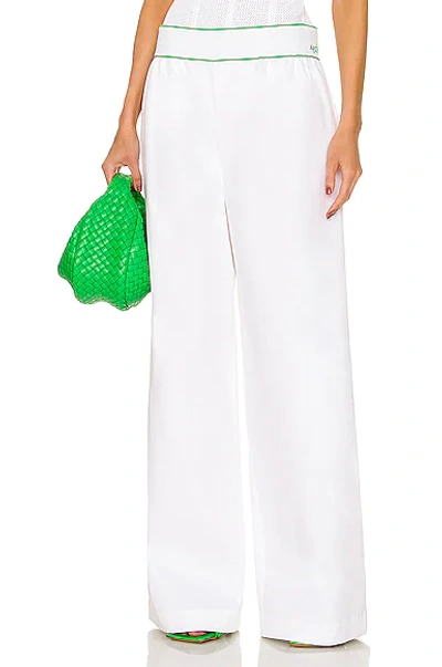 Bottega Veneta Elastic Waist Cotton Wide Legged Pants In White