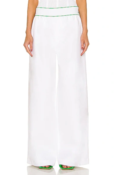 Bottega Veneta Elastic Waist Cotton Wide Legged Pants In White