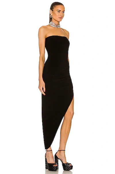 Norma Kamali Strapless Ruched Stretch-jersey Midi Dress In Black