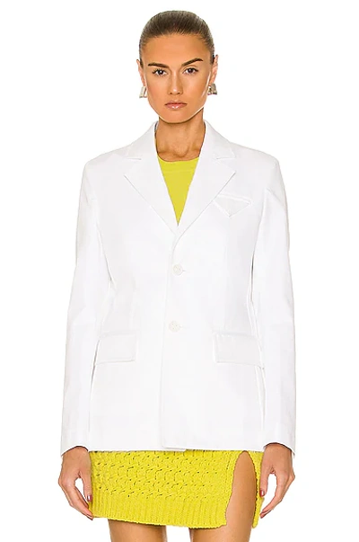 Shop Bottega Veneta Sanded Cotton Twill Jacket In White