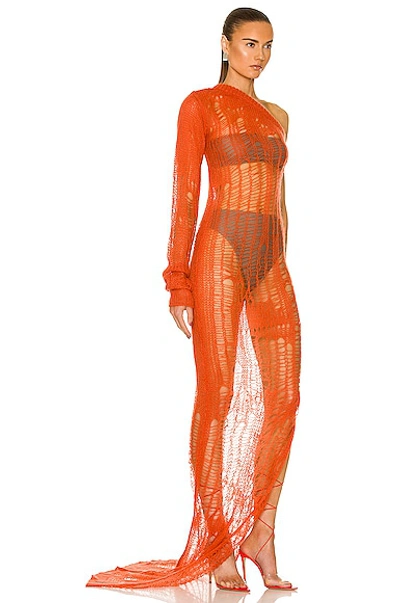 Shop Rick Owens Spider Ziggy Dress In Orange