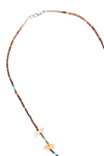 Shop Jessie Western Turquoise And Shell Power Animal Necklace In Brown,light Blue,white